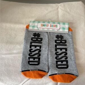 NWT “#BLESSED” Gray & Orange Non-Slip Socks